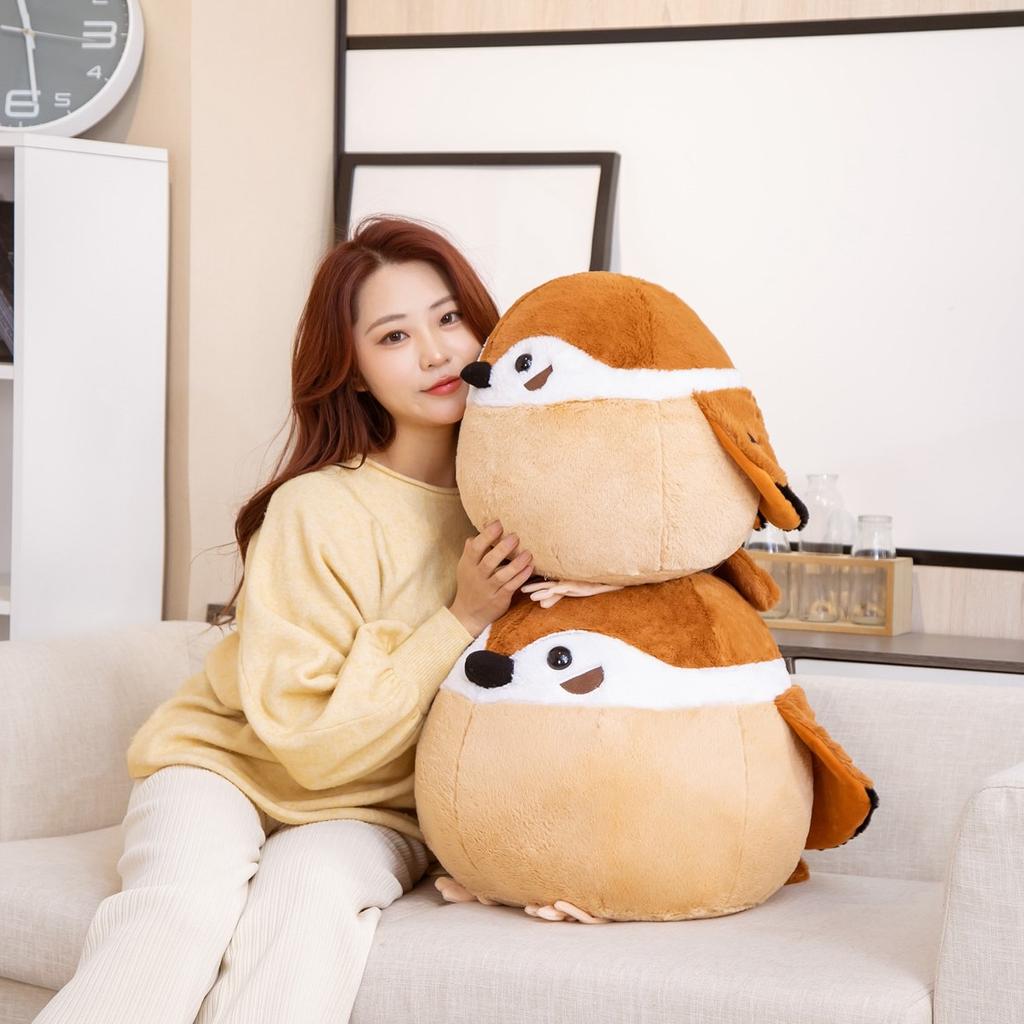 35 /40cm Lovely Simulate Sparrow Crow Plush Toys Stuffed Soft Round Bird Pillow Sofa Cushion Dolls Nice Birthday Gift For Baby