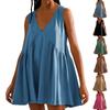 Women's Summer Sleeveless  Dress Casual Loose V-neck Tank Top With Pockets