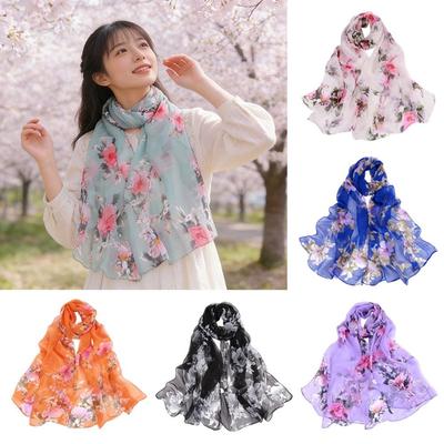 Sun-Resistant Silk Scarf Breathable Long Wraps Summer Sunscreen Hijab for Women