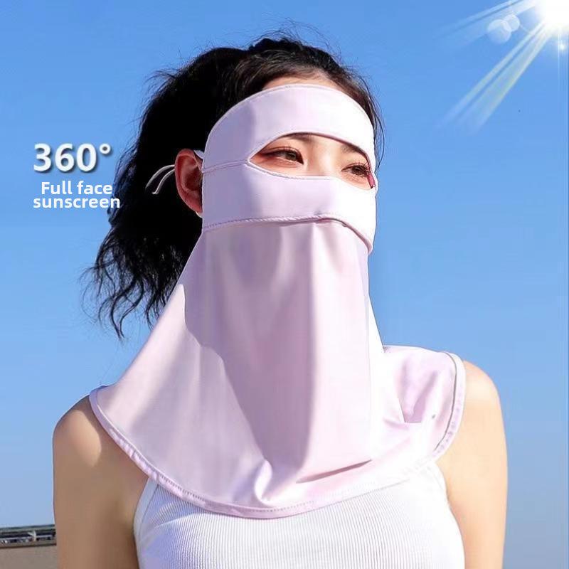 Ice Silk Women's Facekini: Full Face UV Protection & Breathable Sun Mask for Cycling