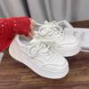 Leather Platform White Shoes Women's New Spring and Summer Casual Sports Shoes Small Light Height Increase Single Shoes