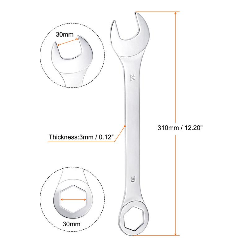 1pc 15-32mm Llave Combinada de Boca Abierta Acero al Carbono Anillo Abierto Llave Combinada Herramientas Manuales para el Hogar y Reparación de Coches Métricas