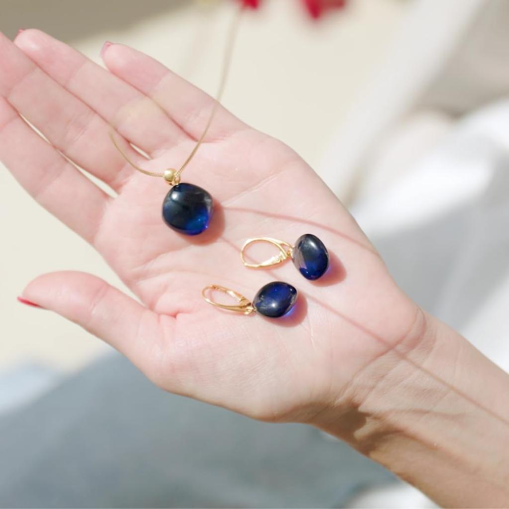 By Amber Necklace Pendant Square Type Jewelry Box Silver925 Gold Plated Chain 45cm Lightweight Elegant Jewelry Gift Quality Warranty Card Included