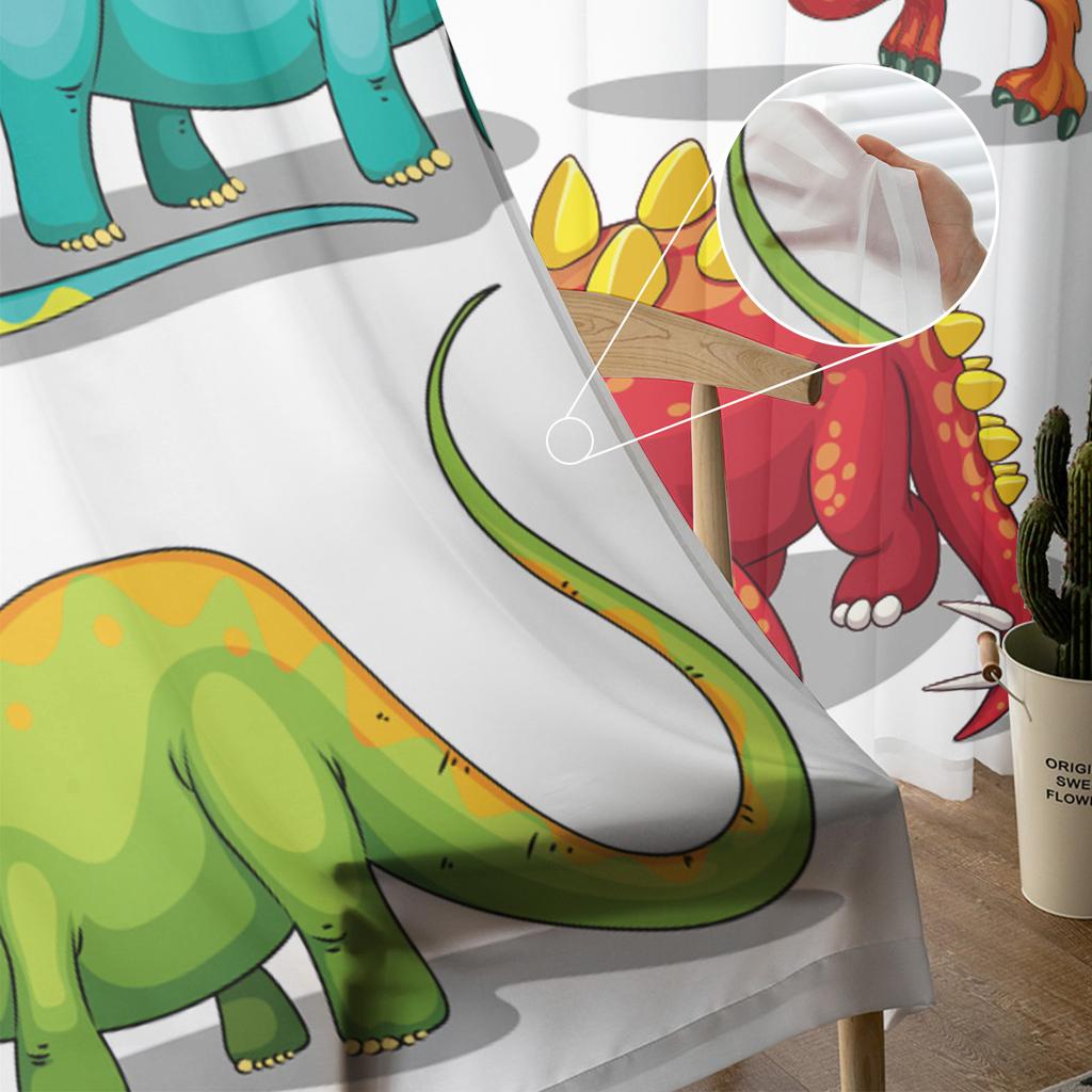 Dinosaur Cartoon Modern Curtains For Living Room Transparent Tulle Curtains Window Sheer For The Bedroom Accessories Decor