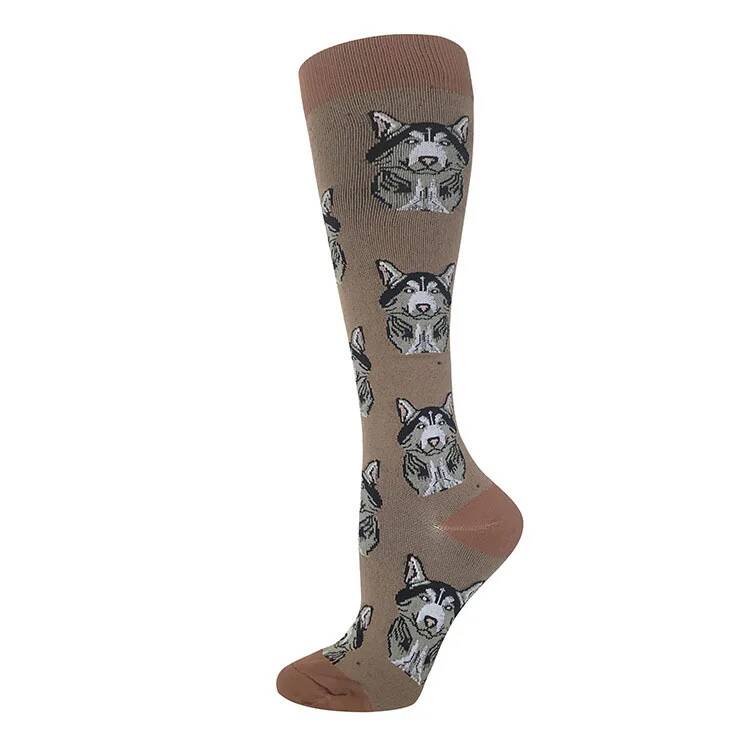 Compression Socks Outdoor Riding Elastic Sports Banana Pear Cartoon Cherry Dog Cat Toucan Stockings Pressure Compress
