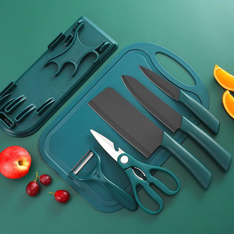 

Набор ножей из нержавеющей стали Нож шеф-повара Темно-зеленый, черный Стальная стойка для ножей Кухонные ножи и аксессуары Наборы ножей