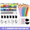 12 Farben Wasserbasierte Körperfarbe Strich Regenbogen Split Cakes Gesichtsmalerei Set mit 18 Pinseln Finger Schwamm und Schablone