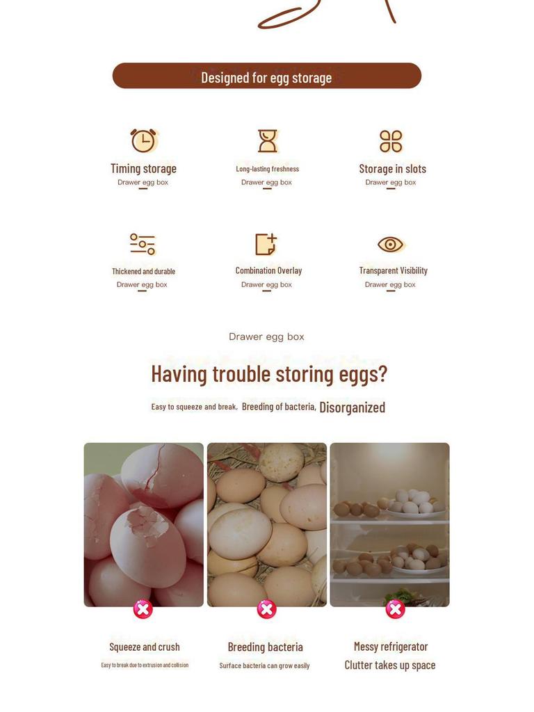 Transparent Double-Layer Egg Storage Box for Kitchen Refrigerator