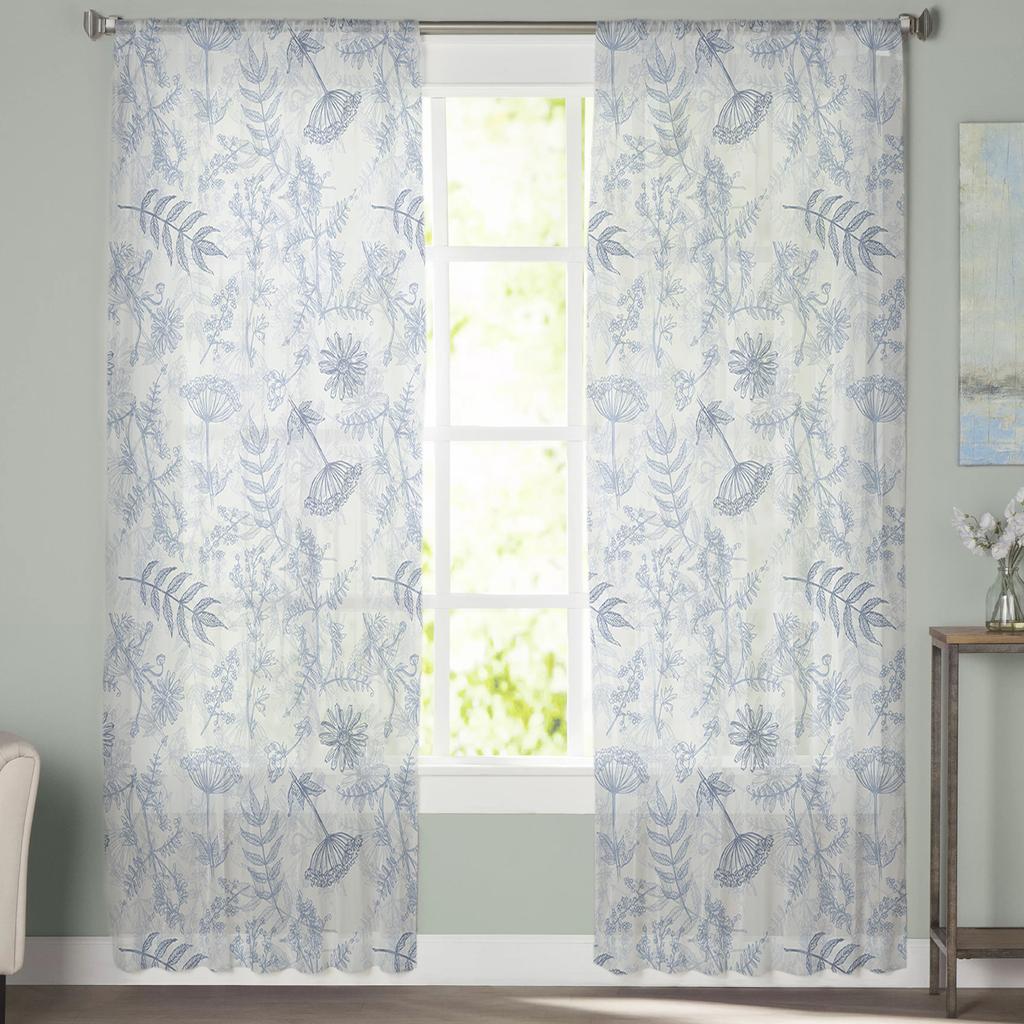 Flower Daisy Lavender Dandelion Sheer Curtains Living Room Window Tulle Curtains Bedroom Veiling Curtains Decor Luxury Drapes