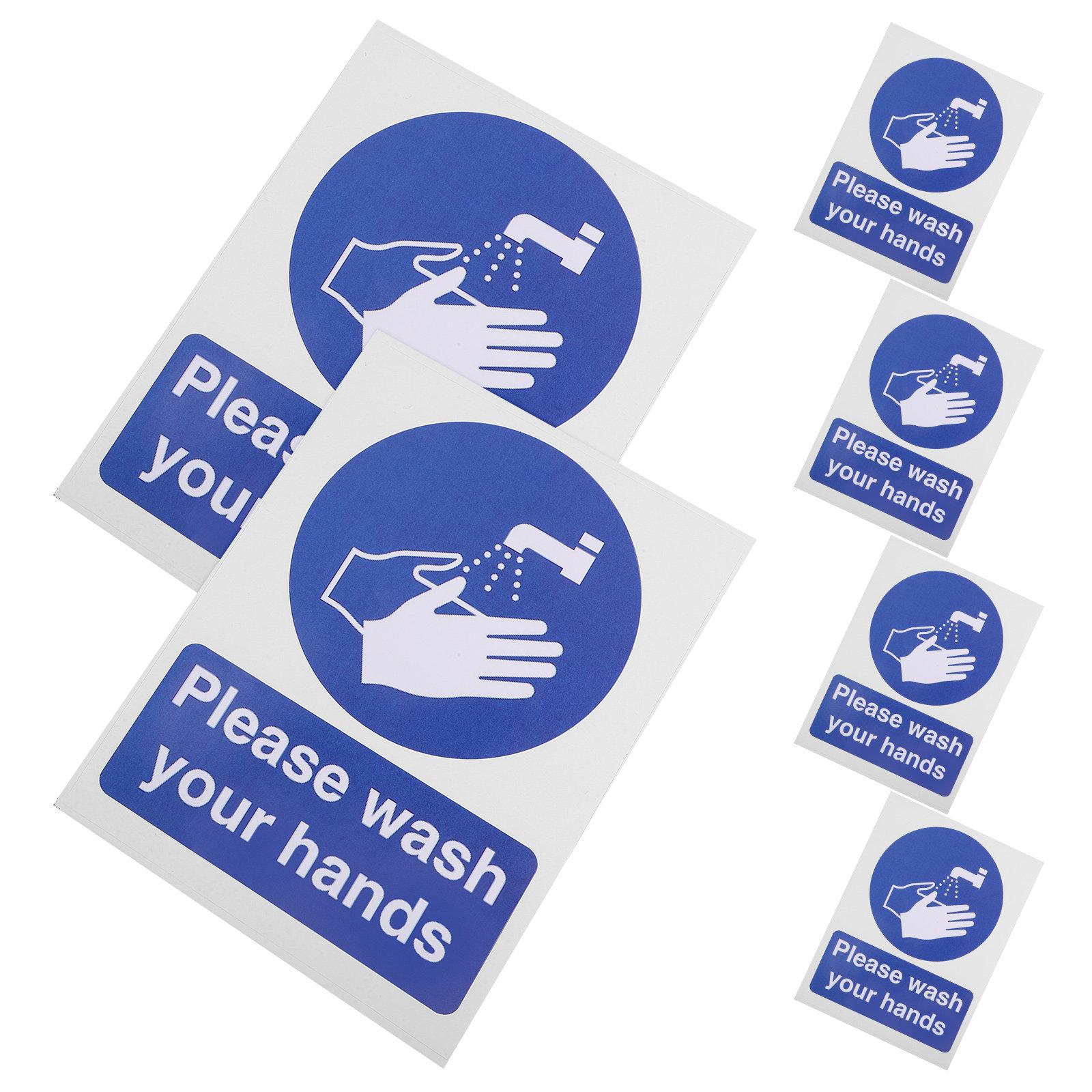 

6Pcs Hand Wash Stickers Long-Lasting Adhesive Bathroom Reminder Safe Materials Wash Your Hands Sign for Home Restaurant other