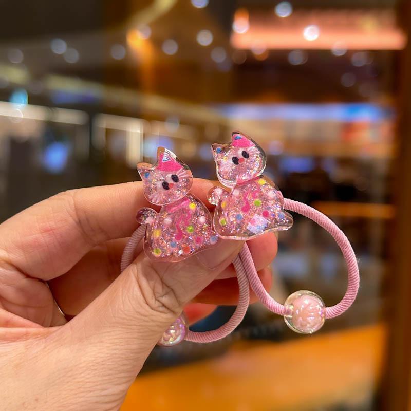 2 SZT Nowe Urocze Błyszczące Kropki Fala Kot Księżniczka Nakrycie Głowy Dzieci Elastyczne Gumki do Włosów Dzieci Sznurki do Włosów Dziewczynki Akcesoria do Włosów