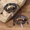 Retro Beaded Leather Bracelet with Alloy Note and Cowhide, Popular In Europe and America