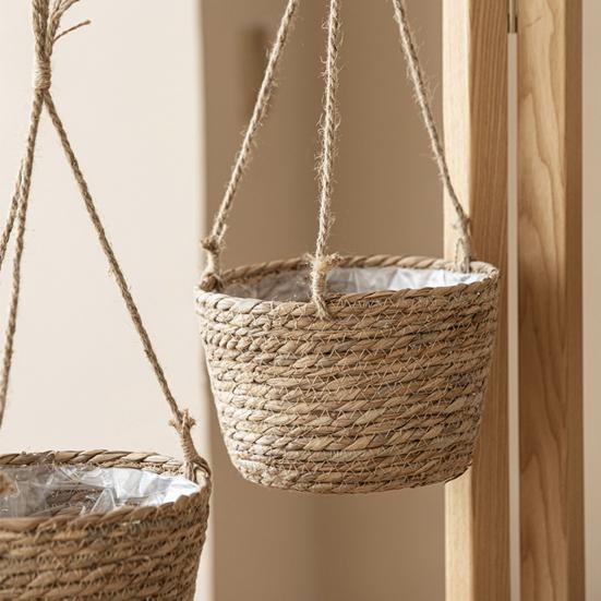 Flower Basket Strong Load-bearing Handmade Woven Indoor Outdoor Hanging Planter Flower Pot Holder Home Decor