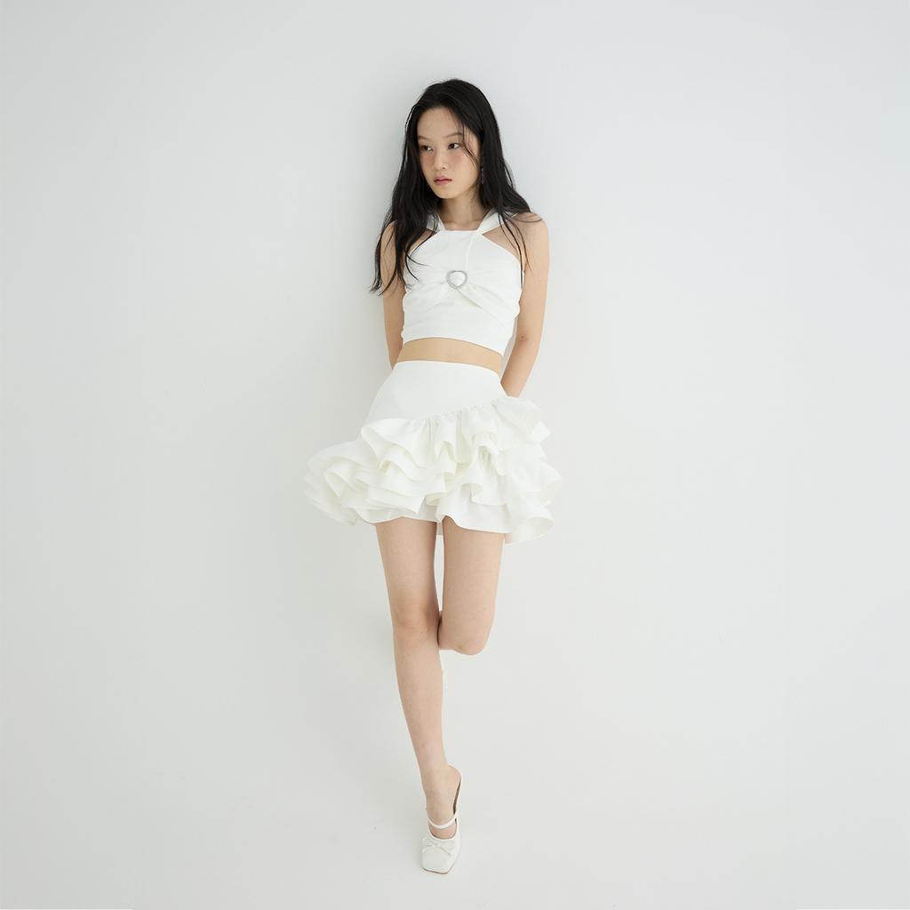 Leobyui Sliding Cake Skirt White