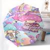 Little Twin Stars,Sanrio Characters Automatic Folding Umbrella Simple 8 Rib Design, Bright Cartoon Pattern, Durable Iron Frame, Suitable For
