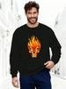 Men'S Casual Round-Neck Sweatshirt with a Flame Skull Design
