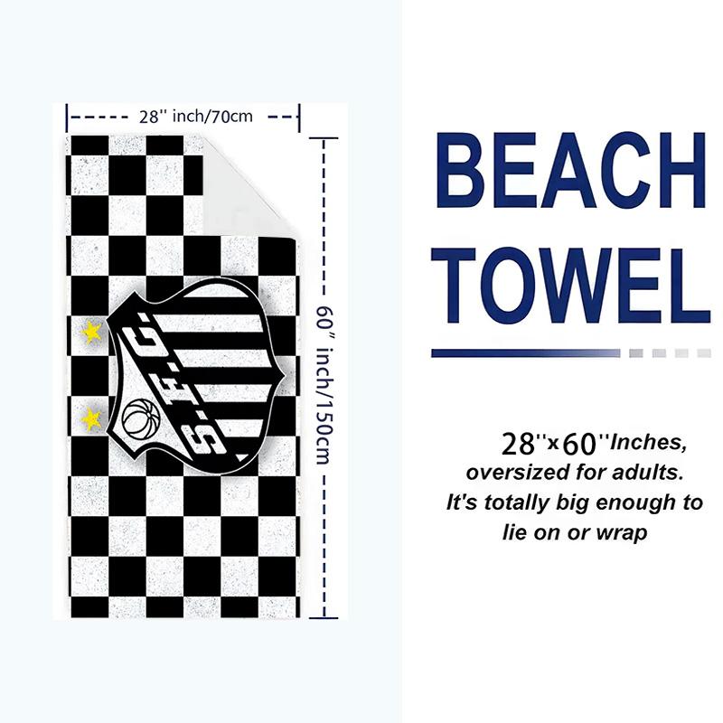Santos FC Print Beach Towel, Large Soft Quick Dry Towel for Beach Camping Swimming