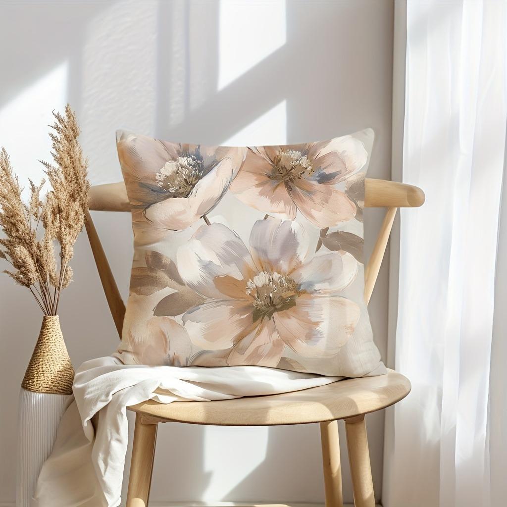 Modern fashion oil painting floral pattern printing pillowcase living room sofa cushion cover home bedroom room decoration