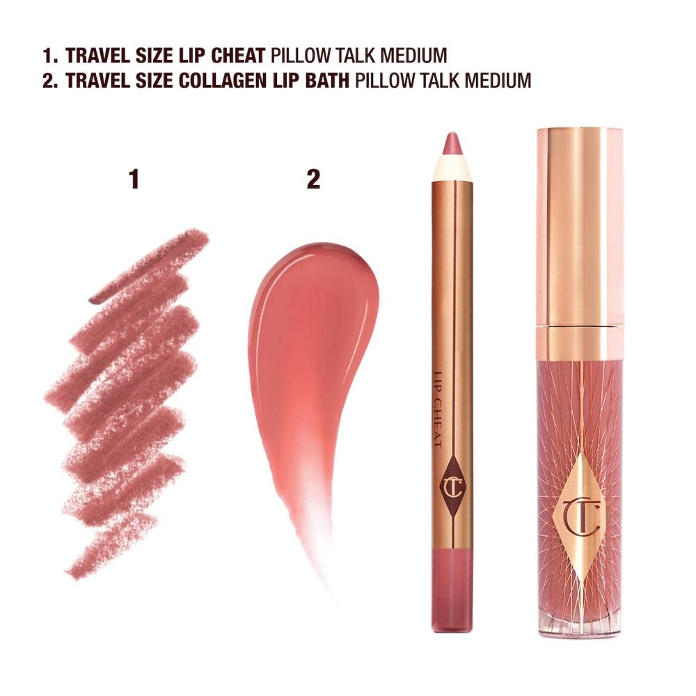 Charlotte Tilbury Mini Pillow Talk Glossy Lip Duos  Collagen Lip Bath 2.6ml   Lip Cheat 0.8g