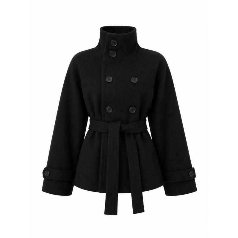 Womens Loose Turtleneck Vintage Button Cardigan Wool Blend Coat Street Style Casual Outerwear