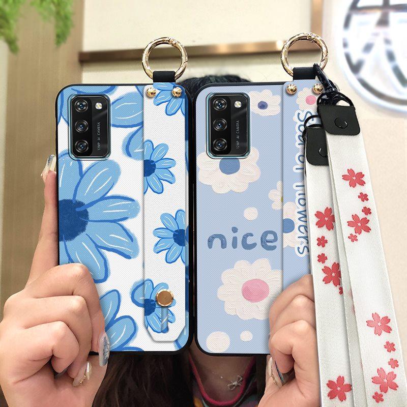 Anti-dust Soft case Phone Case For Blackview A100 Flower Back Cover Lanyard Protective Ring Oil Painting Waterproof