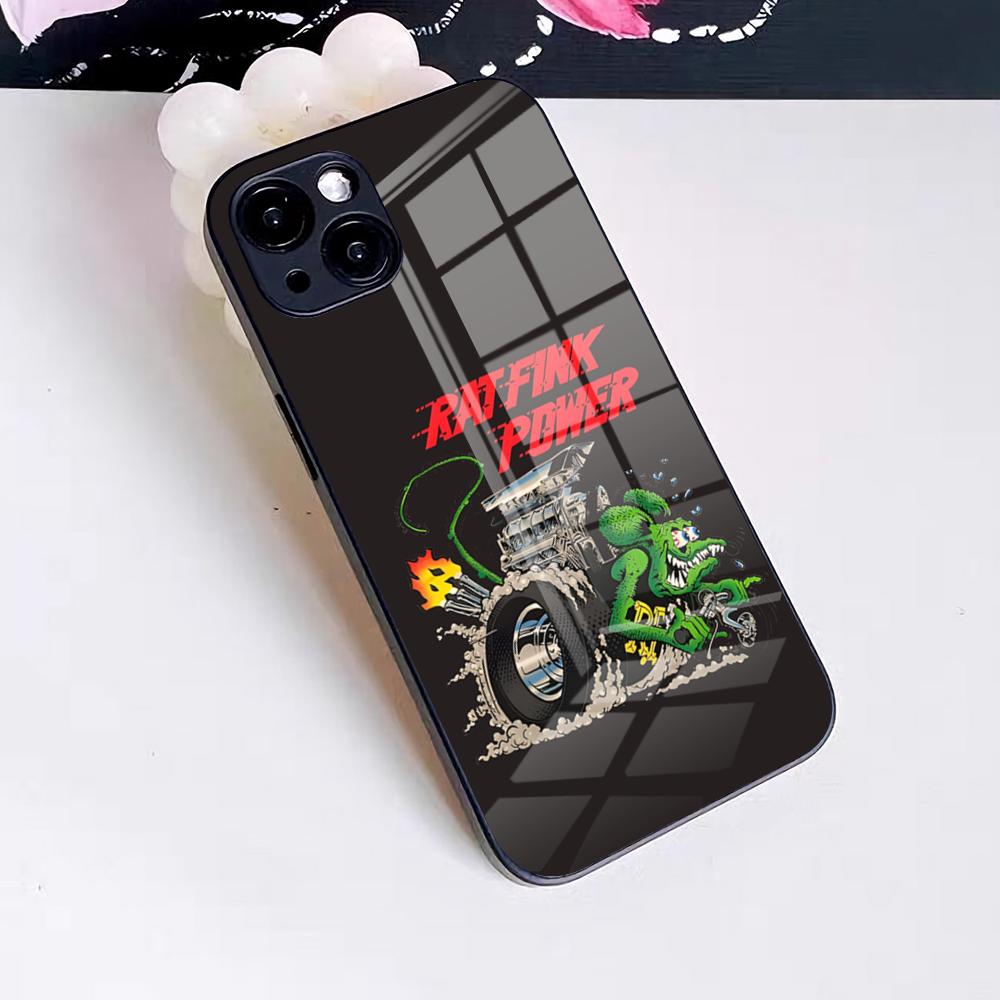 Funny Rat Fink Phone Case For IPhone 17 Pro Max 16 15 14 Pro Max 13 11 X Xs Xr 8 7Plus Glass Cover