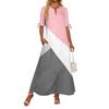 Ladies Casual Fashion Temperament Elegant Waist Patchwork Print Long Dress