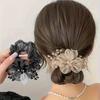 Women's Sweet Starry Hair Tie, 3D Petal Headband, Bun Accessory for Thick Hair, Minimalist Design, Elegant Glittery Ombre Ponytail Clip, Elastic Scrun