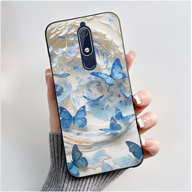 Custodia carina per Nokia 5.1/Nokia 5.1 Plus/Nokia X5/Nokia 5 Cover Shell Stampata Cover Protettiva Silicone Morbido Cartone Animato Nera