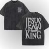 Jesus Is King Letter Graphic T Shirt Men Women Vintage Acid Wash Cotton Summer Short Sleeve Christian Harajuku Streetwear Tops