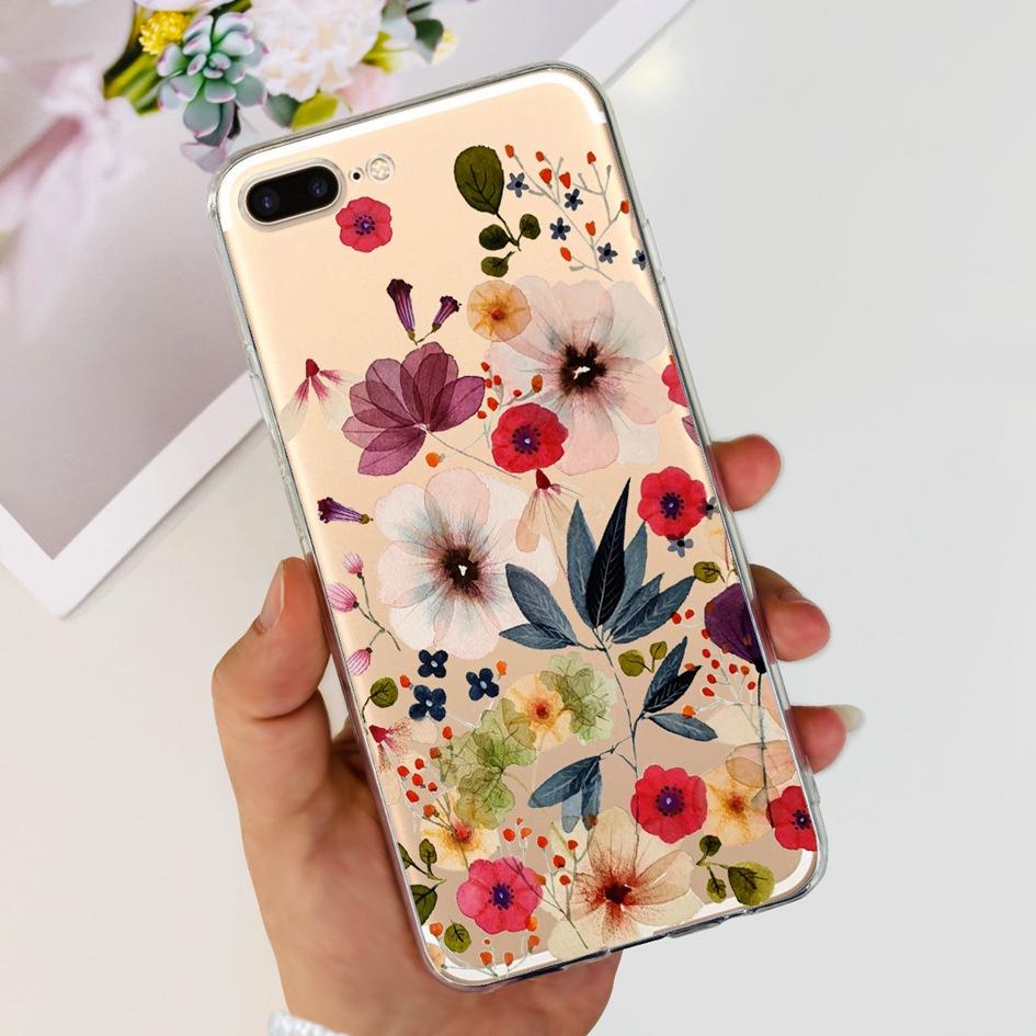 

For iPhone 7 Plus Case For iPhone 8 Plus Cartoon Cover Popular Flower Silicon Shockproof Bumper For iPhone 7 8 7plus 8plus Funda iPhone 7