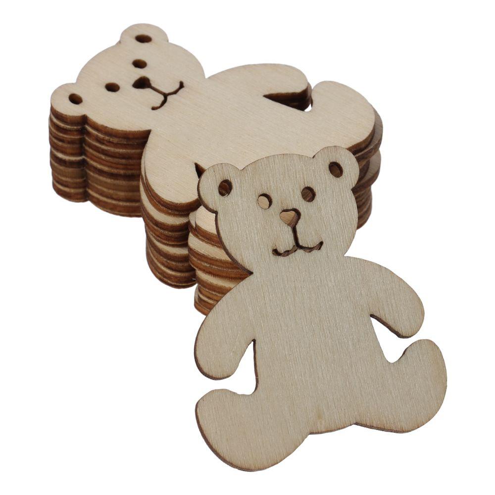 50pcs Bear Shape Bear Shaped Cutouts 41*48mm Hanging Bear Ornaments  for Painting,Home Decor