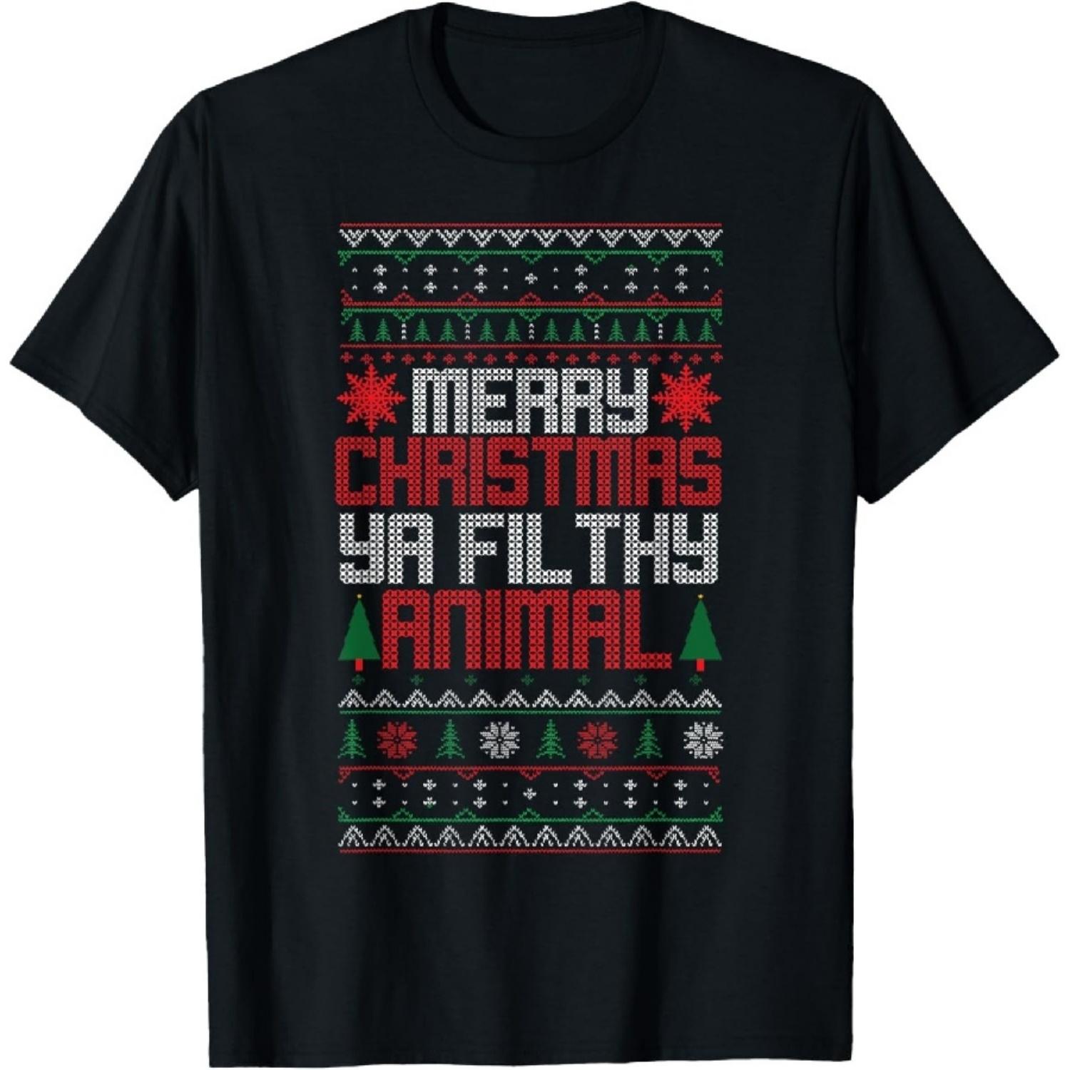 

Christmas Merry Xmas Ya Filthy Animal Meme Lol Ugly Xmas T-Shirt XXXXXL чорний