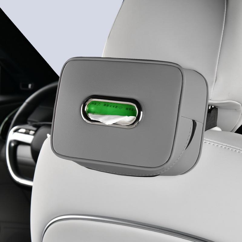 

Car Tissue Box Holderwith Fix Strap Leather Car Center Console Armrest Napkin Box Sun Visor Backseat Tissue Case Easy Install сірий