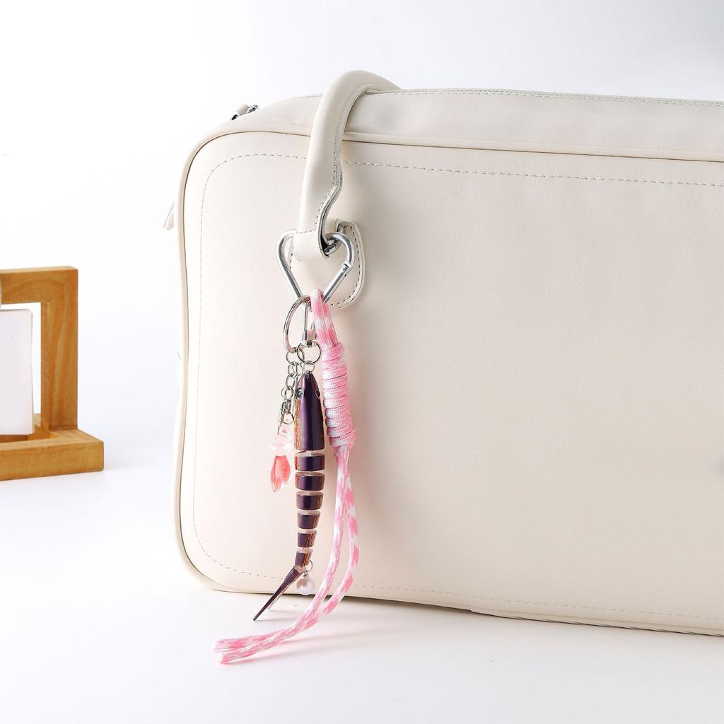 Articulated Fishing Lure Keyring Flexible Body Handmade Keychain Decoration Bag Accessory for Fishing Enthusiast