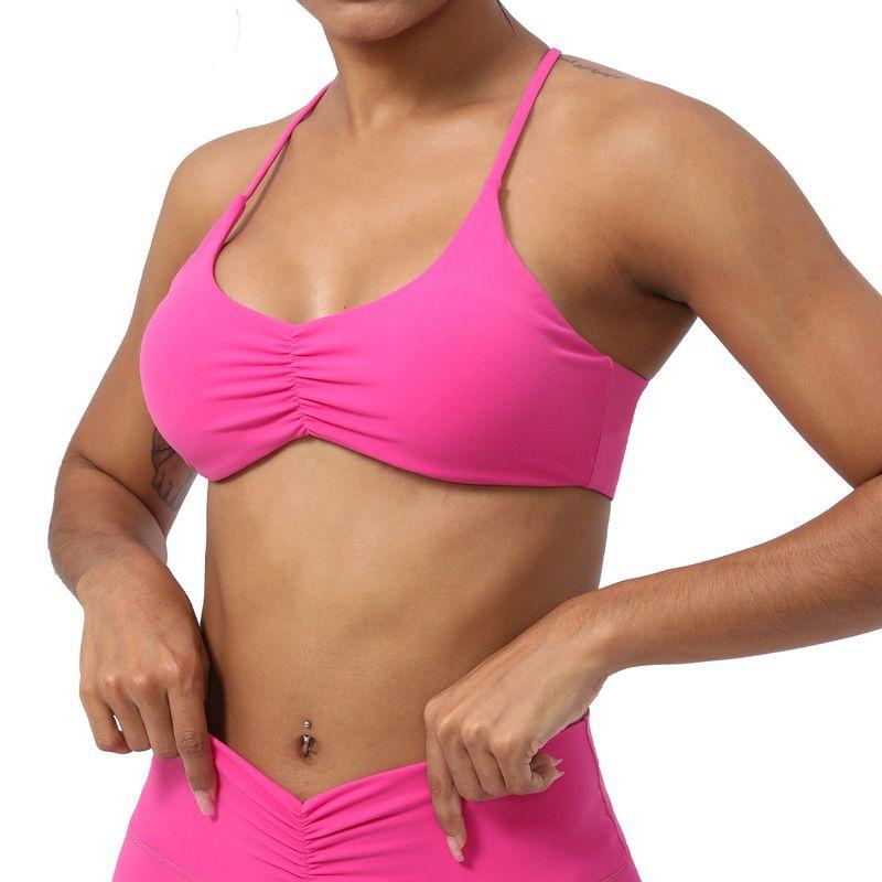 2024 New Arrival Thin Strap Fold Movement Bra Beauty Back Running Workout Training Gathered Indoor Yoga Underwear Top