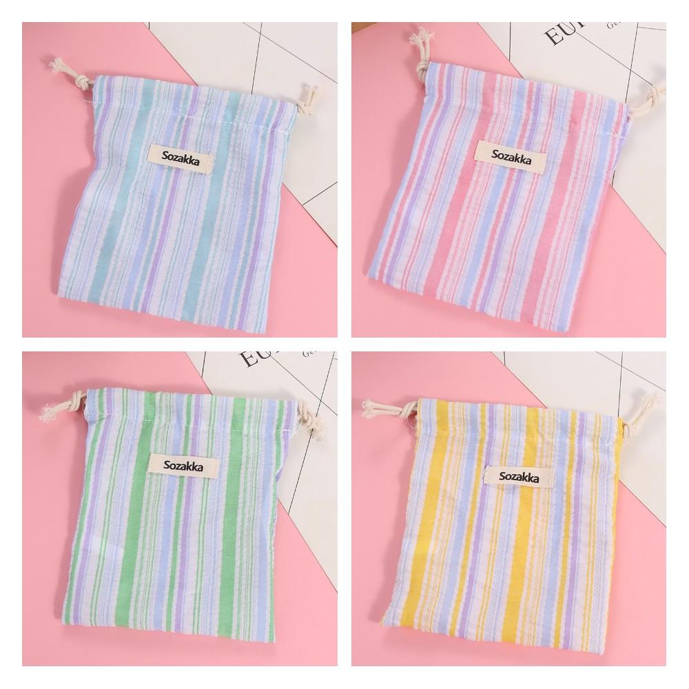 

Packing Bag Makeup Bag Coin Purse Cosmetics Bag Fashion Stripe Drawstring Storage Bag Student