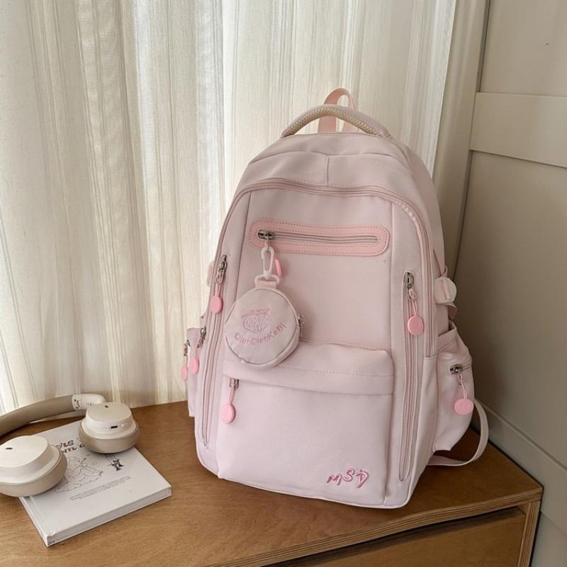 schoolbag schoolbag female solid color small fresh middle and high school students multi-compartment backpack campus college student backpack