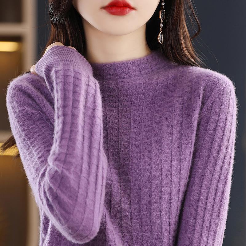 Women's Cashmere Sweater Qinghe Cashmere 30% Cashmere 70% Wool Women's Autumn and Winter Cashmere Pullover Soft and Warm