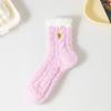Embroidery love coral fleece women's socks autumn and winter thickened half fleece twist sleep socks