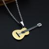 Musical Guitar Pendant with 60cm/24in Chain Hip Hop Music Style Stainless Steel Guitar Pendant Jewelry Personalized Gift