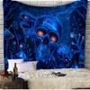 VIKAMA UV Colorful Flame Skull Tapestry, Psychedelic Starry Sky Gothic Wall Hanging, Aesthetic Bedroom Dorm Party Decor