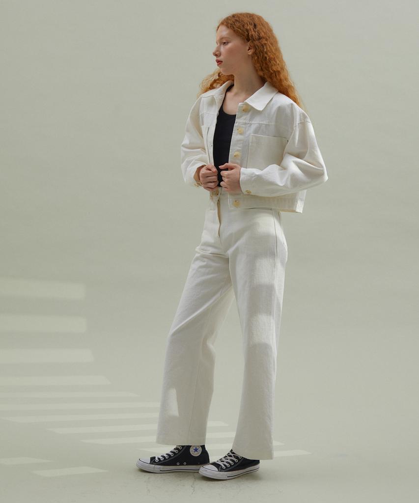 MANAVIS7 Washed Cotton Pants White