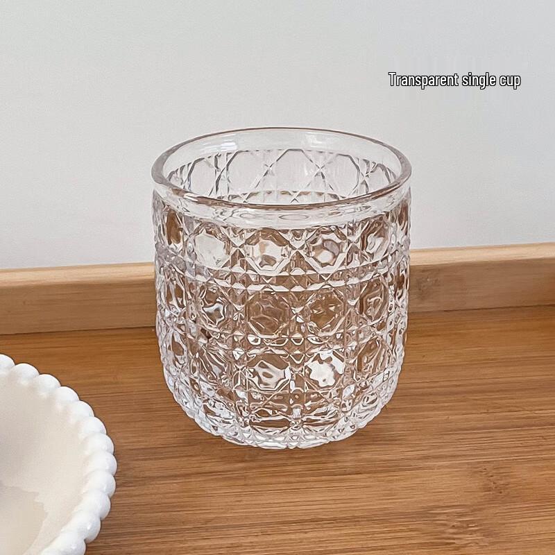 Retro Gemstone Pattern Glass Pitcher & 6 Cups Set