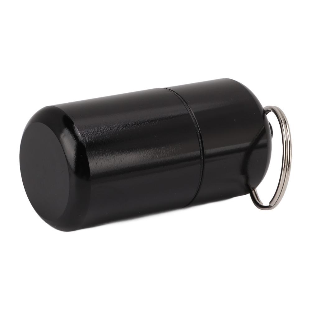 2Pcs Waterproof Keychain Tablet Storage Box Aluminum Alloy Mini Medicine Bottle Pocket Storage чёрный