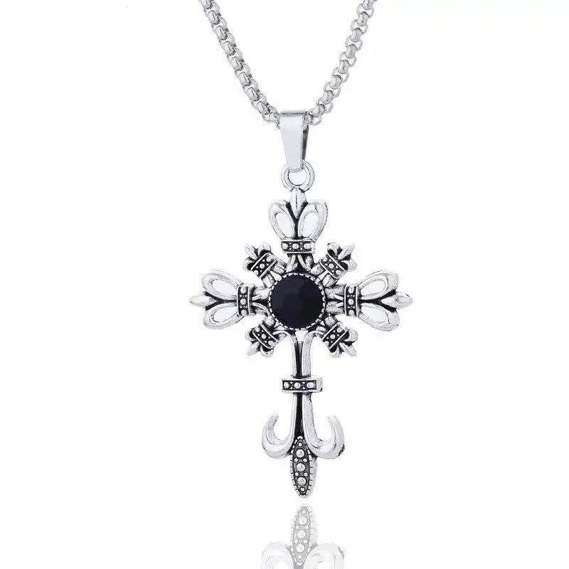 Dark Retro Gothic Cross Necklace - Cyberpunk Choker Pendant