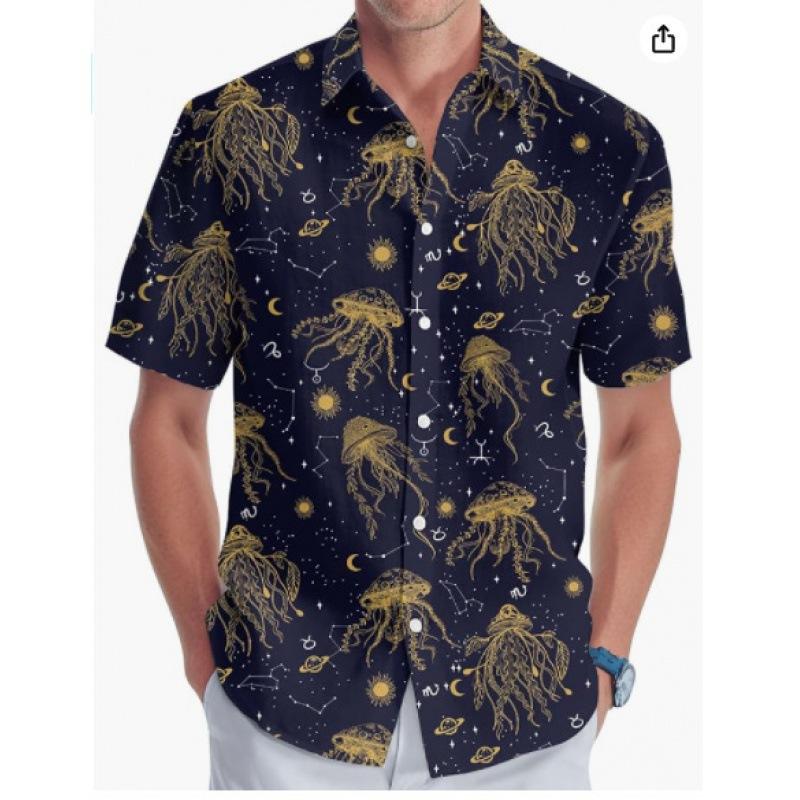 A new large-size men's fashion digital printing short-sleeved shirt in summer from the source manufacturer