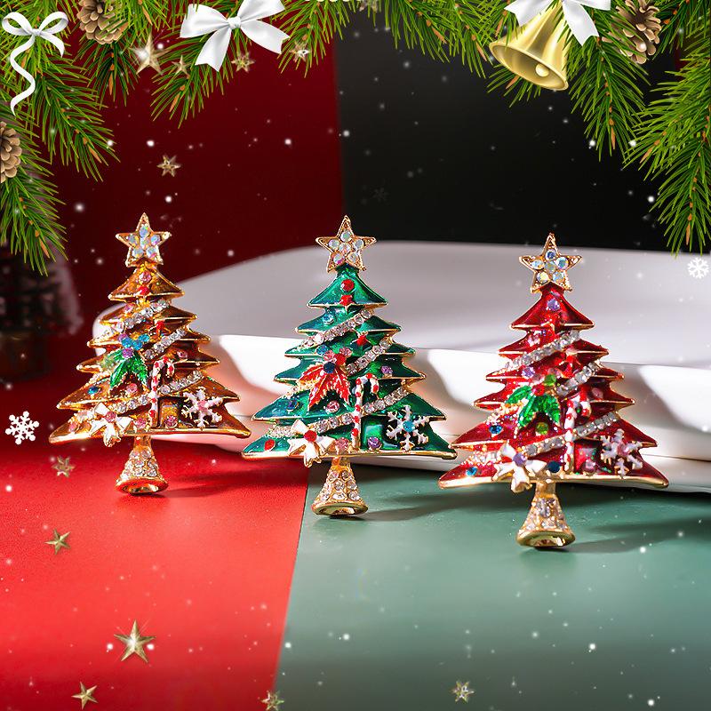 Party Office Brooch Pin Christmas Tree Brooches for Women Men Enamel Gifts on Tree Plants Christmas Gifts Jewelry Accessories