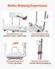 Tub Transfer Bench for Bathtub, 180 Kg Capacity Heavy Duty Shower Chair with Arm, Backrest and Curtain Slot, Height Adjustable Shower Bench Bath Seat