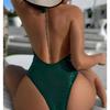 New Cut Out Halter Monokini Backless One Piece Swimsuit Women Swimwear Female High Leg Cut Padded Bather Bathing Suit Swim